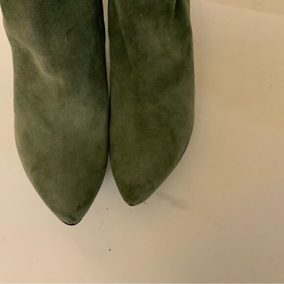 Chloe  Tall Leather Boots Size 35.5  High Heel Over The Knee Zip Green suede - Picture 9 of 12